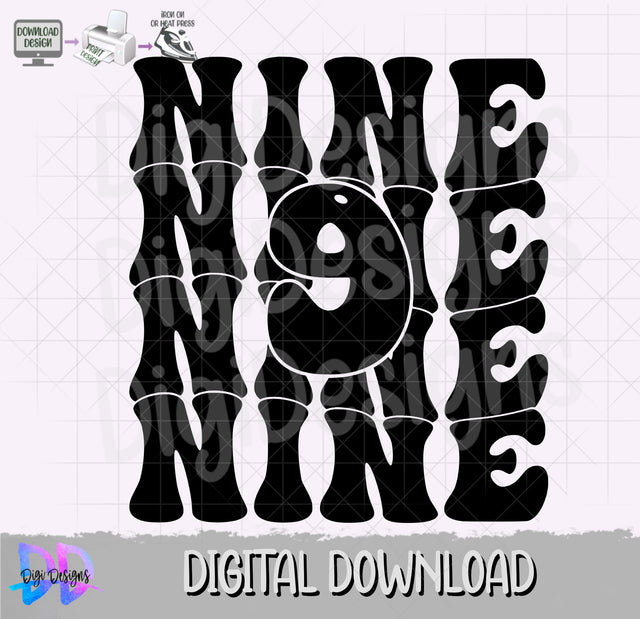 Nine Svg Png- 9th Birthday Svg Png- Digital Download SVG DigiDezigns 