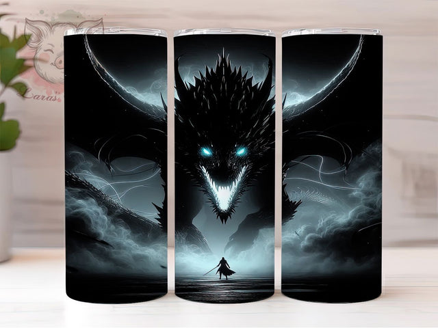 Ninja Dragon Samurai Fantasy Tumbler, Mythical Beast Wrap, 20oz Tumbler Sublimation, Samurai Monster Art, Fire Breathing Dragon, Dark Fantasy Aesthetic, Legendary Warrior Design Sublimation Lara' s Designs 
