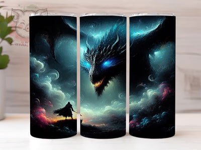 Ninja Dragon Samurai Fantasy Tumbler, Mythical Beast Wrap, 20oz Tumbler Sublimation, Samurai Monster Art, Fire Breathing Dragon, Dark Fantasy Aesthetic, Legendary Warrior Design Sublimation Lara' s Designs 