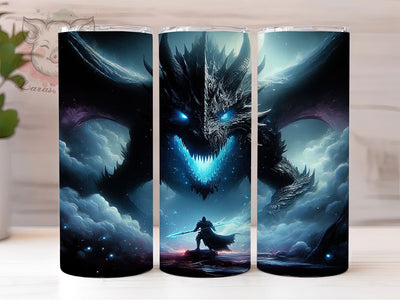 Ninja Dragon Samurai Fantasy Tumbler, Mythical Beast Wrap, 20oz Tumbler Sublimation, Samurai Monster Art, Fire Breathing Dragon, Dark Fantasy Aesthetic, Legendary Warrior Design Sublimation Lara' s Designs 