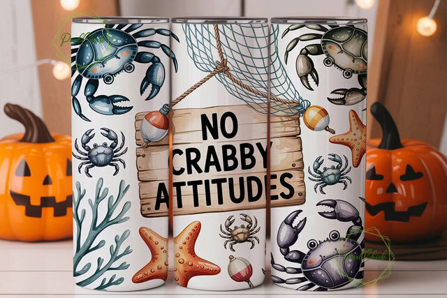No Crabby Attitudes 20oz Tumbler Wrap Sublimation PixelChick 