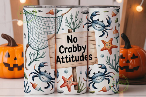 No Crabby Attitudes 20oz Tumbler Wrap Sublimation PixelChick 