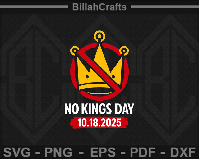 No Kings Day PNG Anti King Crown Design SVG BillahCrafts 