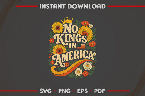 No Kings in America SVG Patriotic 4th of July Retro USA Cut File SVG BillahCrafts 