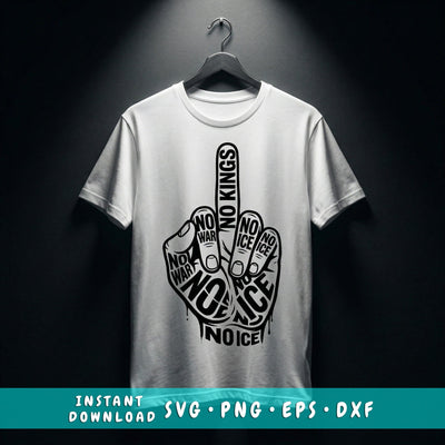 No Kings SVG, PNG, Patriotic Shirt Design, Anti War Svg, No War No Kings No ICE Svg, No Kings In America Cricut Cut File SVG HappyDesignStudio 