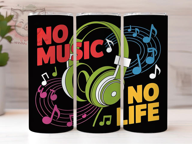 No Music No Life 20oz Tumbler, Inspirational Music Quote, No Music No Life Wrap, Musical Sublimation Design, 20oz Tumbler Wrap, Sublimation Design PNG, Music Gift Sublimation Lara' s Designs 