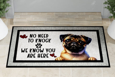 No Need To Knock Cute Pug Doormat Sublimation Design PNG Sublimation BijouBay 