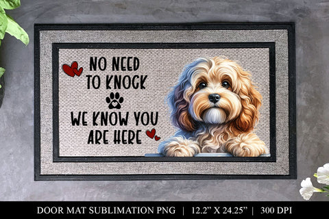 No Need To Know Cute Cavapoo Doormat Sublimation Design PNG Sublimation BijouBay 