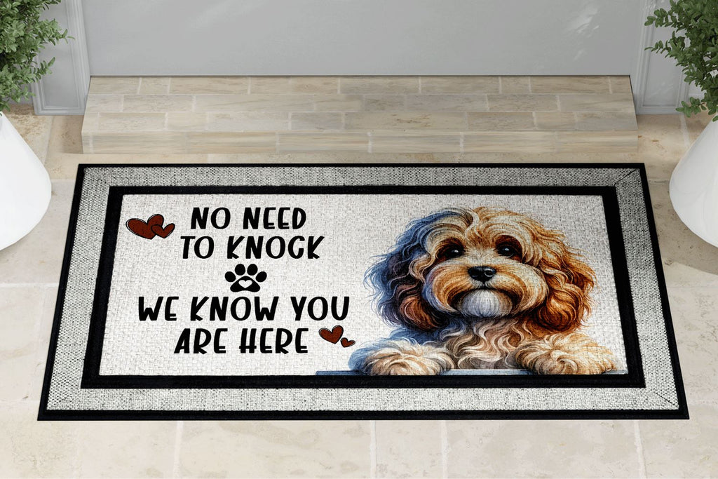 No Need To Knock Cute Cavapoo Doormat Sublimation Design PNG - So Fontsy