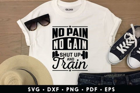 No Pain No Gain Shut Up and Train - Workout SVG SVG CraftLabSVG 