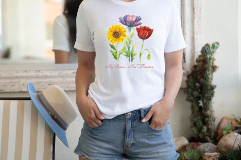 No Rain No Flowers | Flower Quote Sublimation Sublimation CraftLabSVG 