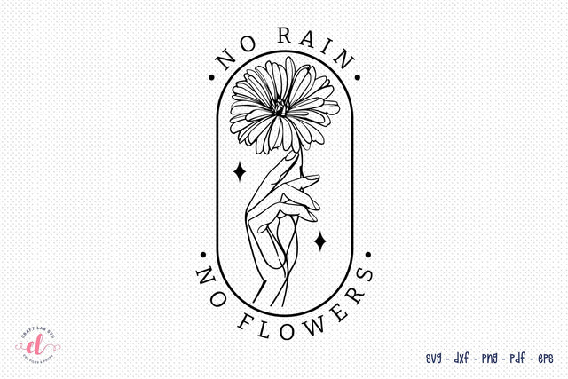 No Rain No Flowers, Flower Quote SVG SVG CraftLabSVG 