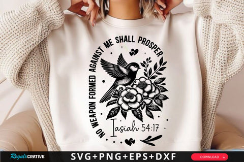 No Weapon Formed Against Me SVG, Christian Floral SVG, Retro Christian SVG, Bible Verse SVG, Flower Jesus SVG Design SVG Regulrcrative 