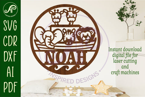 Noah's Ark animal name sign svg laser SVG APInspireddesigns 