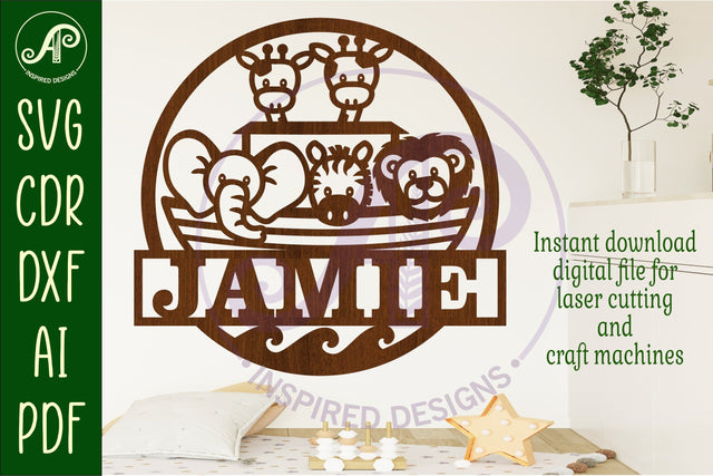 Noah's Ark animal name sign svg laser SVG APInspireddesigns 