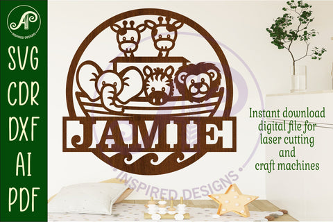 Noah's Ark animal name sign svg laser SVG APInspireddesigns 