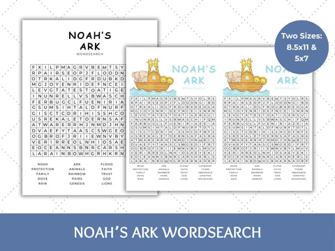 Noahs Ark Wordsearch | Fun Activity SVG Paige Cole Studio 