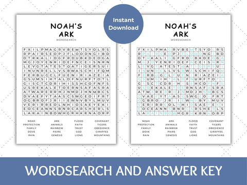 Noahs Ark Wordsearch | Fun Activity SVG Paige Cole Studio 