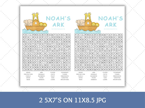 Noahs Ark Wordsearch | Fun Activity SVG Paige Cole Studio 