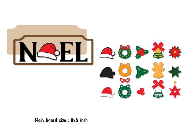 NOEL Sign Laser Cut, Changeable Icon SVG zafrans studio 