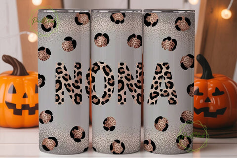 Nona Leopard Glitter 20oz Tumbler Wrap Sublimation PixelChick 