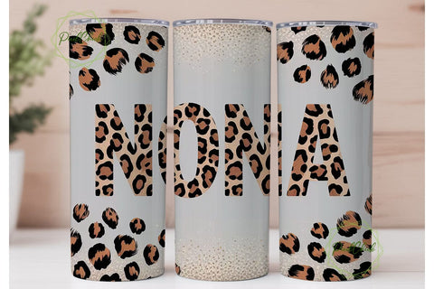Nona Leopard Glitter 20oz Tumbler Wrap Sublimation PixelChick 