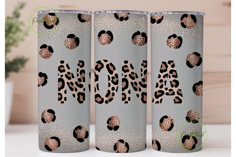 Nona Leopard Glitter 20oz Tumbler Wrap Sublimation PixelChick 
