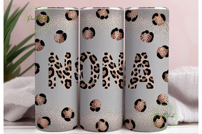 Nona Leopard Glitter 20oz Tumbler Wrap Sublimation PixelChick 