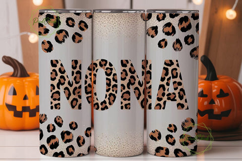 Nona Leopard Glitter 20oz Tumbler Wrap Sublimation PixelChick 