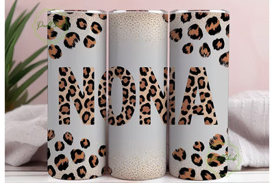 Nona Leopard Glitter 20oz Tumbler Wrap Sublimation PixelChick 
