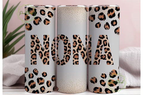 Nona Leopard Glitter 20oz Tumbler Wrap Sublimation PixelChick 