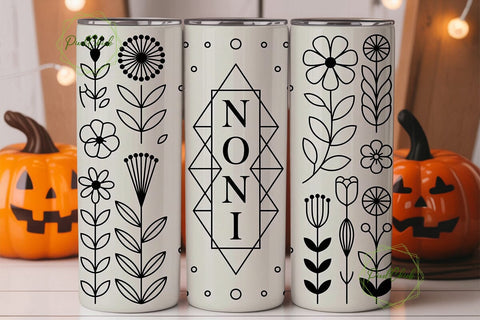 Noni Monogram Floral 20oz Tumbler Wrap Sublimation PixelChick 
