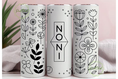 Noni Monogram Floral 20oz Tumbler Wrap Sublimation PixelChick 