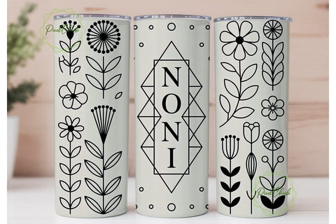 Noni Monogram Floral 20oz Tumbler Wrap Sublimation PixelChick 