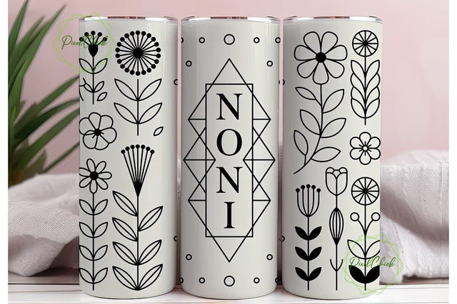 Noni Monogram Floral 20oz Tumbler Wrap Sublimation PixelChick 