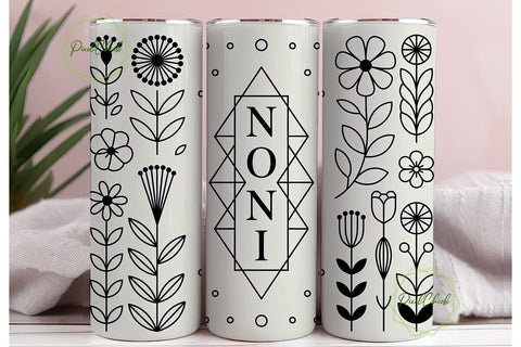Noni Monogram Floral 20oz Tumbler Wrap Sublimation PixelChick 