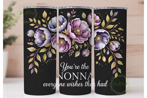 Nonna Floral Tumbler Wrap Sublimation PixelChick 