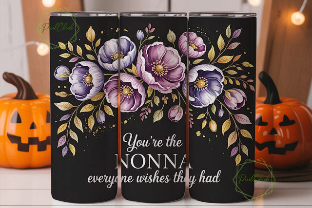 Nonna Floral Tumbler Wrap Sublimation PixelChick 
