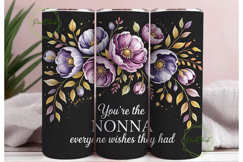 Nonna Floral Tumbler Wrap Sublimation PixelChick 