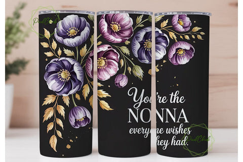 Nonna Floral Tumbler Wrap Sublimation PixelChick 