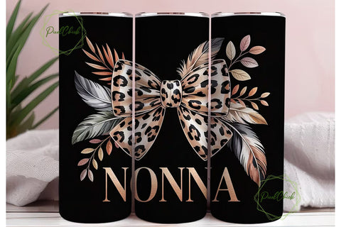 Nonna Leopard Tumbler Wrap PNG Sublimation PixelChick 