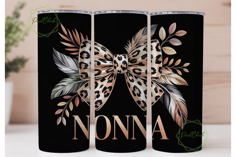 Nonna Leopard Tumbler Wrap PNG Sublimation PixelChick 