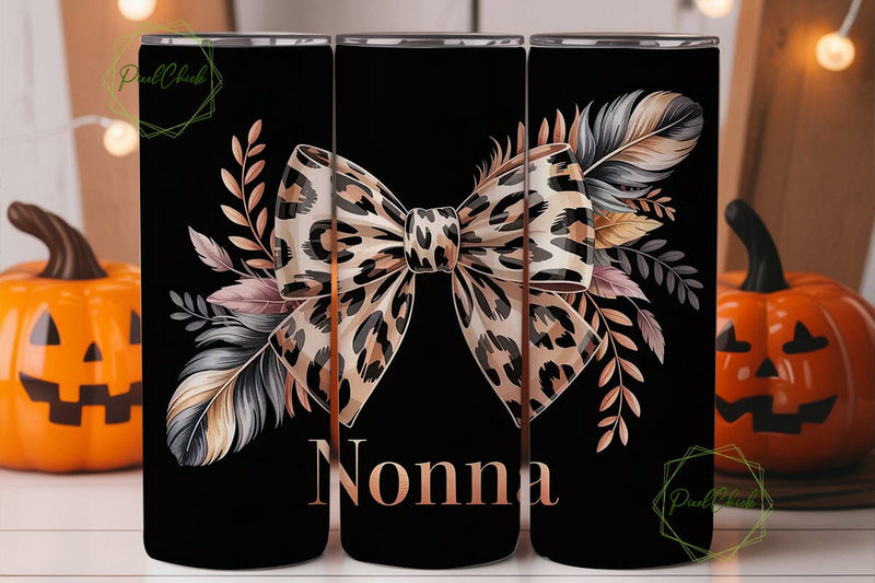 Nonna Leopard Tumbler Wrap PNG Sublimation PixelChick 