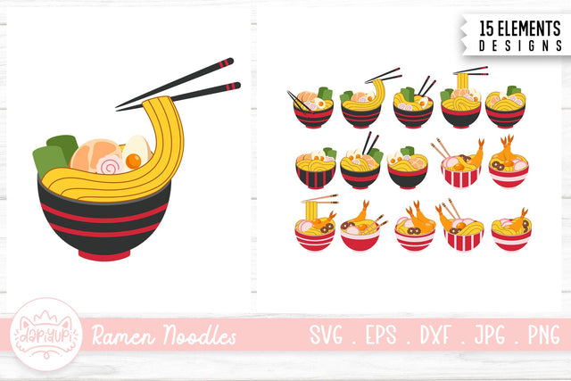 Noodle In The Bowl Clipart Bundle SVG dapiyupi store 