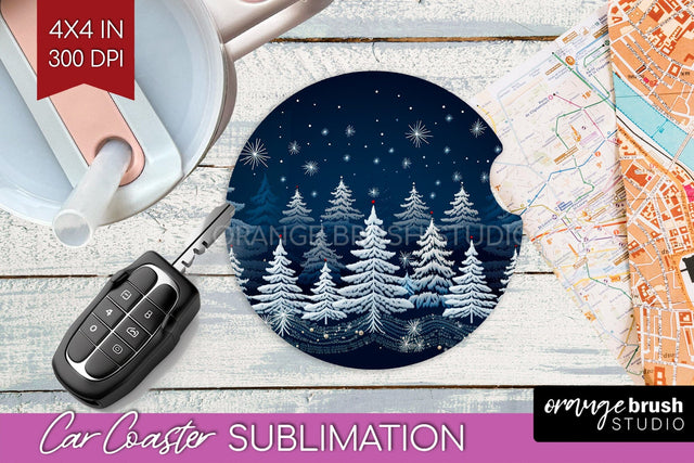 Nordic Christmas Car Coaster - Winter Coaster Sublimatoin Sublimation OrangeBrushStudio 