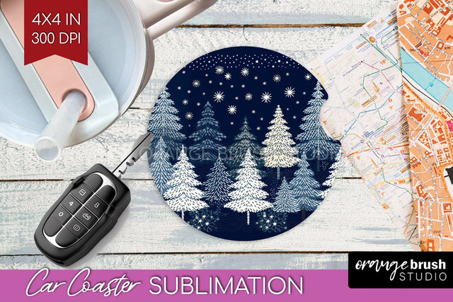 Nordic Christmas Car Coaster - Winter Coaster Sublimatoin Sublimation OrangeBrushStudio 