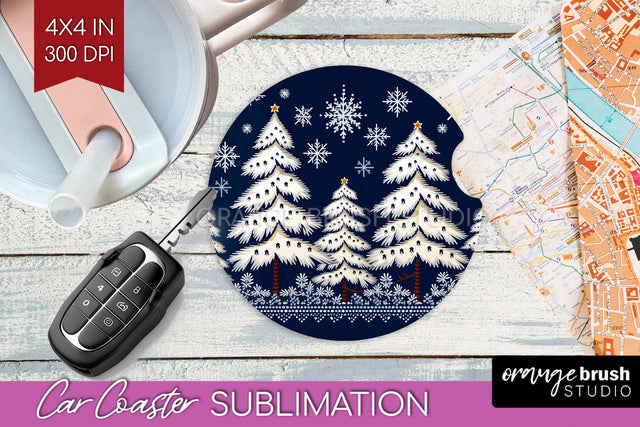 Nordic Christmas Car Coaster - Winter Coaster Sublimatoin Sublimation OrangeBrushStudio 