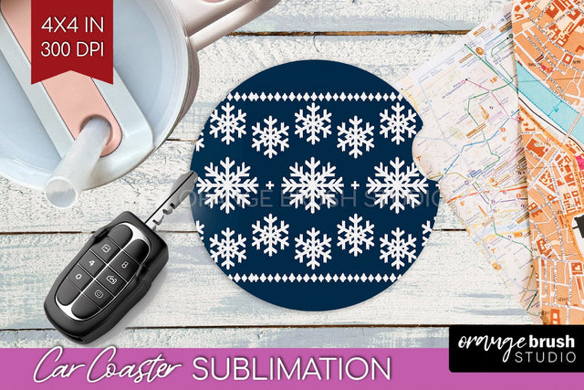 Nordic Christmas Car Coaster - Winter Coaster Sublimatoin Sublimation OrangeBrushStudio 
