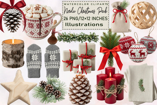 Nordic Christmas Elements Pack Sublimation SVGArt 