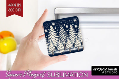 Nordic Christmas Magnet Sublimation - Winter Magnet PNG Sublimation OrangeBrushStudio 